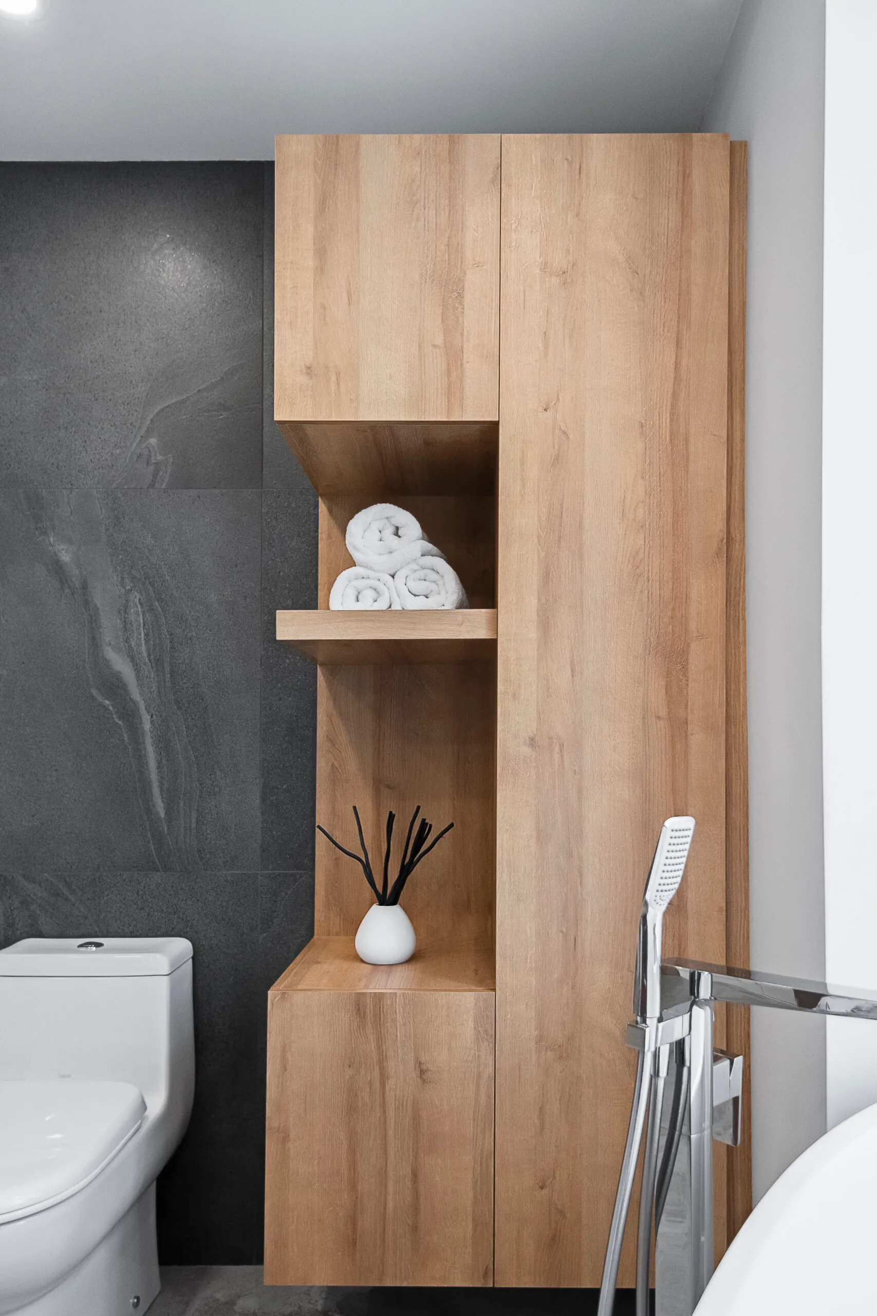 custom cabinet in contemporary bathroom